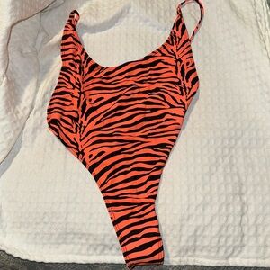 Tiger thong one piece swim